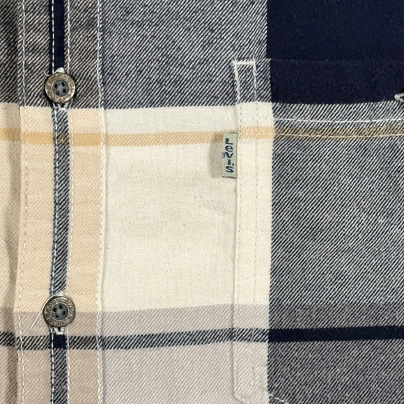 Vintage Levis Shirt Adult EXTRA LARGE Brown Plaid Flannel Workwear Grunge 90s - Picture 4 of 10
